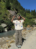 DAXUEN Cartoon Vibe Oversized Button-Up Shirt | DAXUEN — model photo