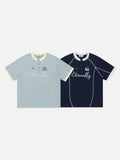 DAXUEN light blue cartoonish eternally embroidered henley tee