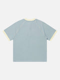 DAXUEN light blue cartoonish eternally embroidered henley tee
