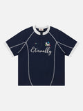 DAXUEN light blue cartoonish eternally embroidered henley tee