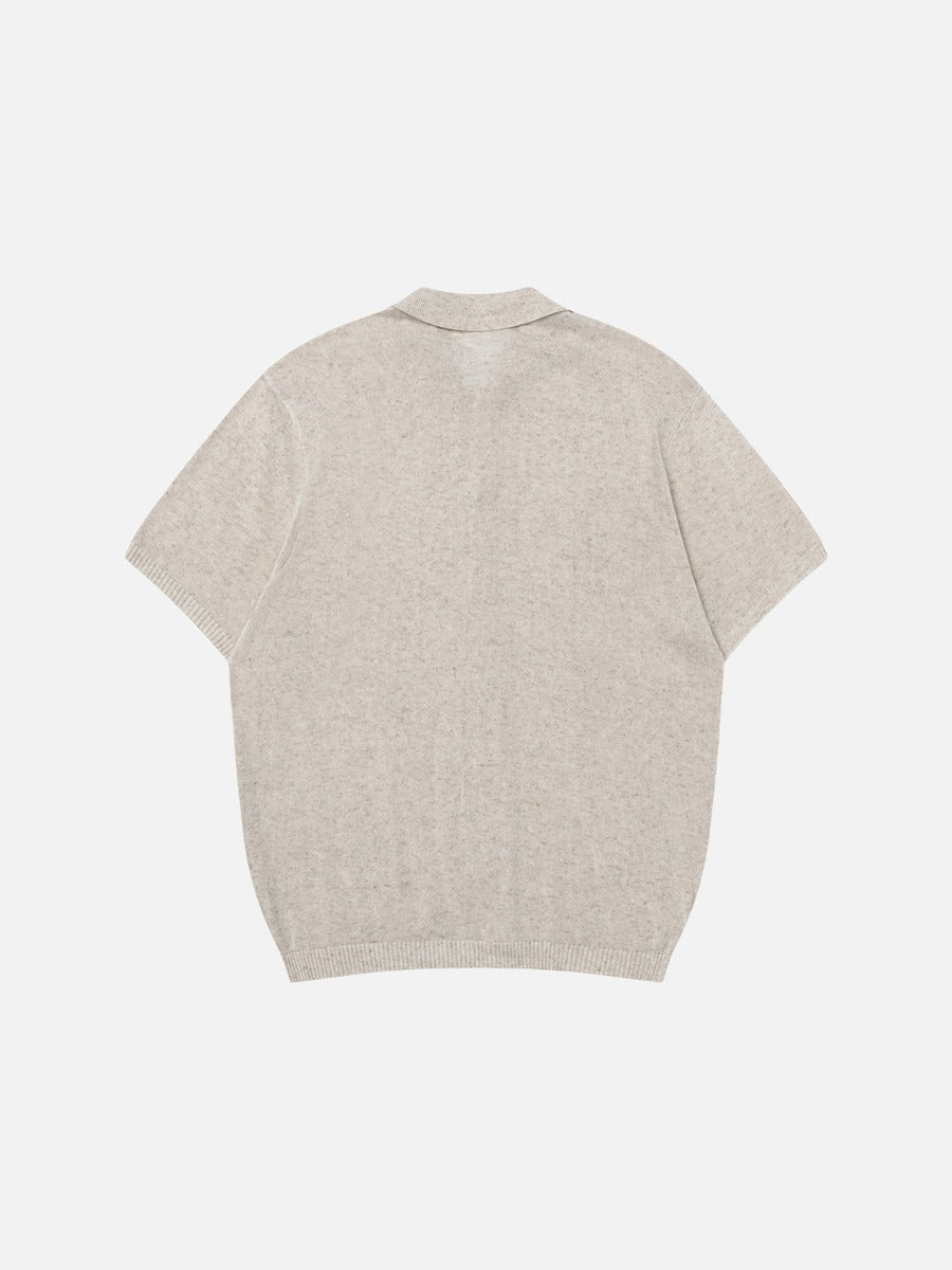 DAXUEN Casual open-knit short-sleeved button-up shirt