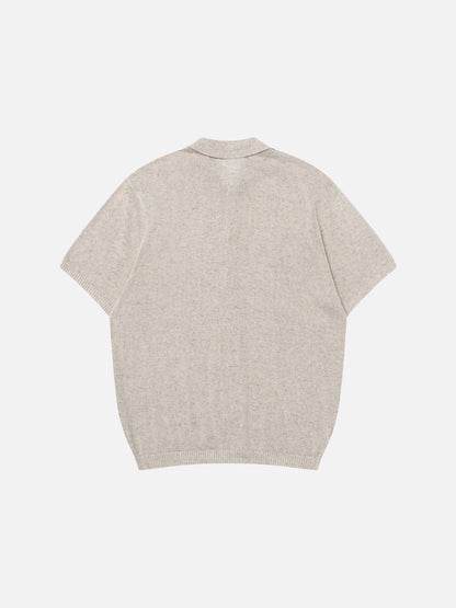 DAXUEN Casual open-knit short-sleeved button-up shirt