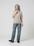 DAXUEN Casual open-knit short-sleeved button-up shirt — model photo