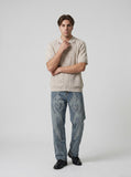 DAXUEN Casual open-knit short-sleeved button-up shirt — model photo