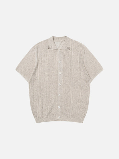 DAXUEN Casual open-knit short-sleeved button-up shirt