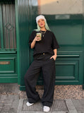 DAXUEN Oversized short-sleeved crew neck t-shirt — model photo