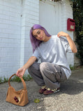 DAXUEN Oversized short-sleeved crew neck t-shirt — model photo