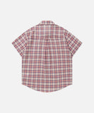DAXUEN Casual pink plaid button-up shirt with cartoon embroidery