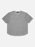 DAXUEN Men's short-sleeved Henley top with contrast stitching