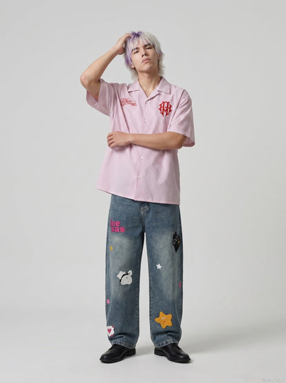 DAXUEN Casual Stripe Short Sleeve Shirt | DAXUEN — model photo
