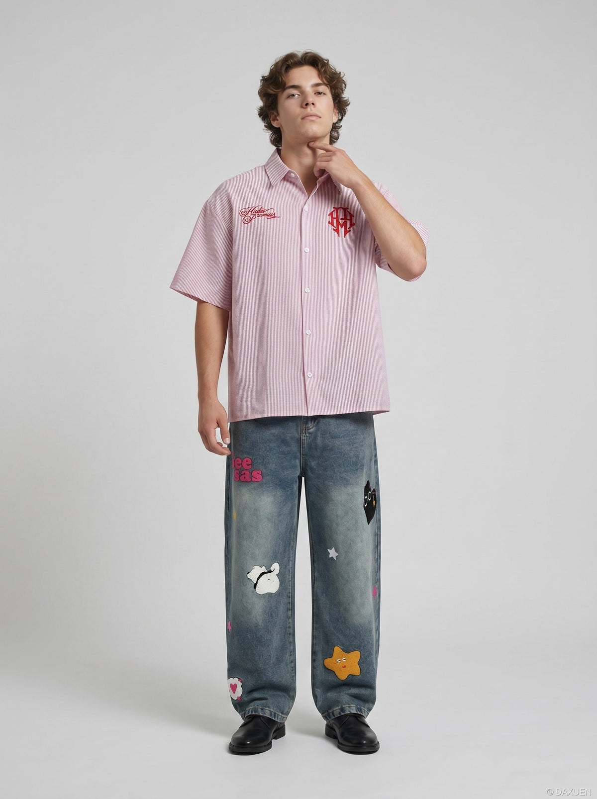 DAXUEN Casual Stripe Short Sleeve Shirt | DAXUEN — model photo
