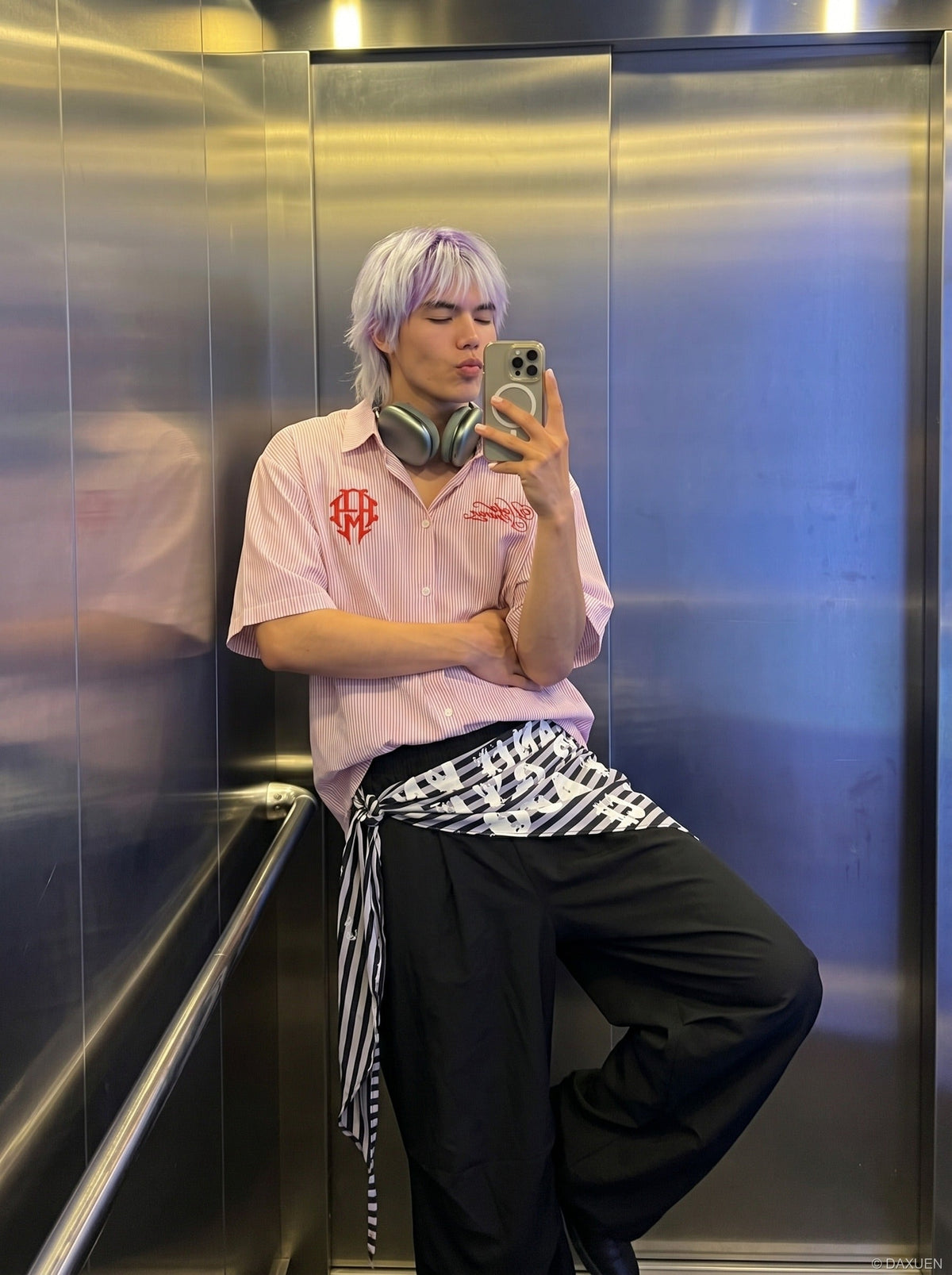 DAXUEN Casual Stripe Short Sleeve Shirt | DAXUEN — model photo