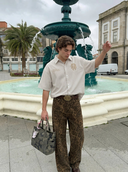 DAXUEN Casual Stripe Short Sleeve Shirt | DAXUEN — model photo