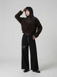 DAXUEN Wide-leg sweatpants in black and heathered light grey — model photo