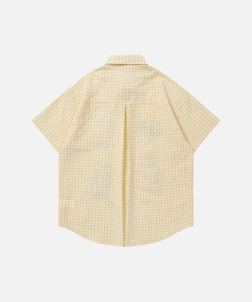 DAXUEN Cat embroidered plaid short sleeve shirt