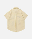 DAXUEN Cat embroidered plaid short sleeve shirt