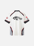 DAXUEN White short-sleeved T-shirt with cat graphic and colour blocking