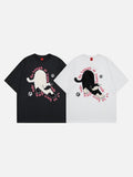 DAXUEN Cat graphic short-sleeved T-shirt with embroidery