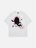 DAXUEN Cat graphic short-sleeved T-shirt with embroidery