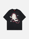 DAXUEN Cat graphic short-sleeved T-shirt with embroidery