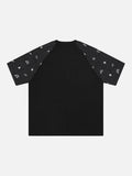 DAXUEN Oversized T-shirt with cat graphic and polka dot sleeves