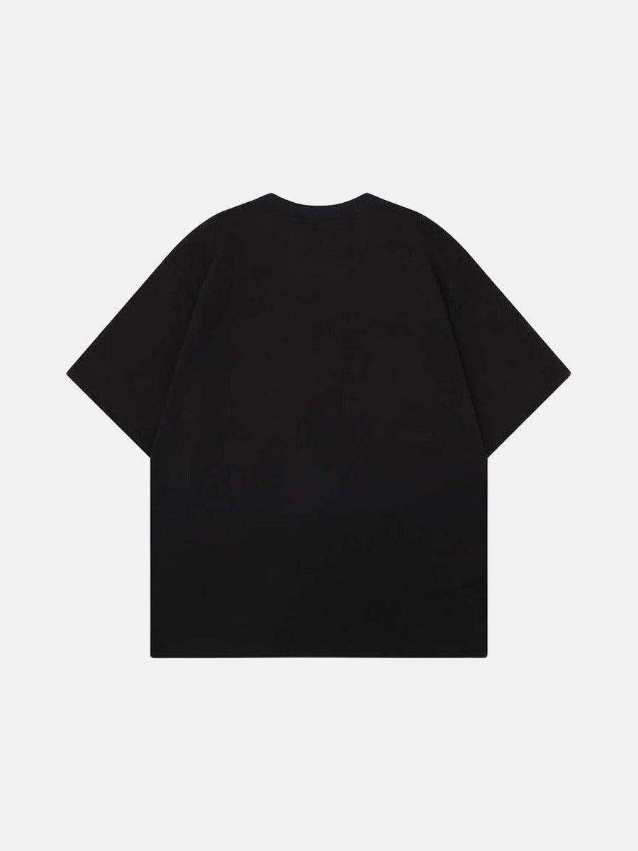 DAXUEN Oversized T-shirt with cat graphic and text