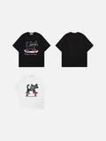 DAXUEN Oversized T-shirt with cat graphic and text