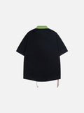 DAXUEN Embroidered cat-themed short sleeve button-up shirt