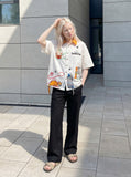 DAXUEN Cat Vibes Contrast Collar Shirt | DAXUEN — model photo