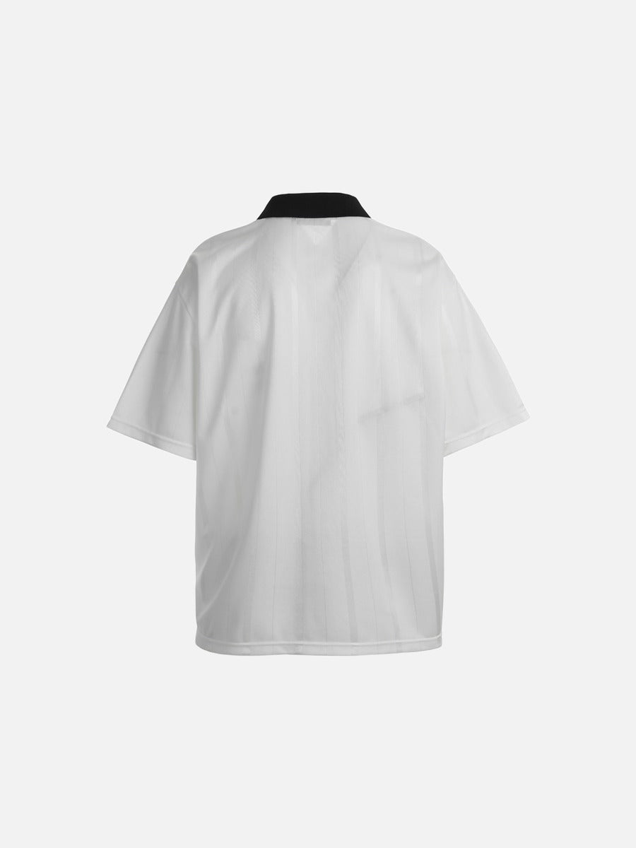 DAXUEN V-neck short-sleeved jersey top with graphic elements