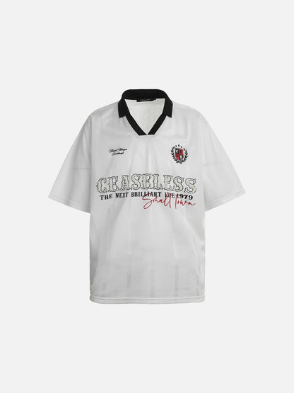 DAXUEN V-neck short-sleeved jersey top with graphic elements
