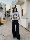 DAXUEN Oversized short-sleeve t-shirt with a celestial graphic — model photo
