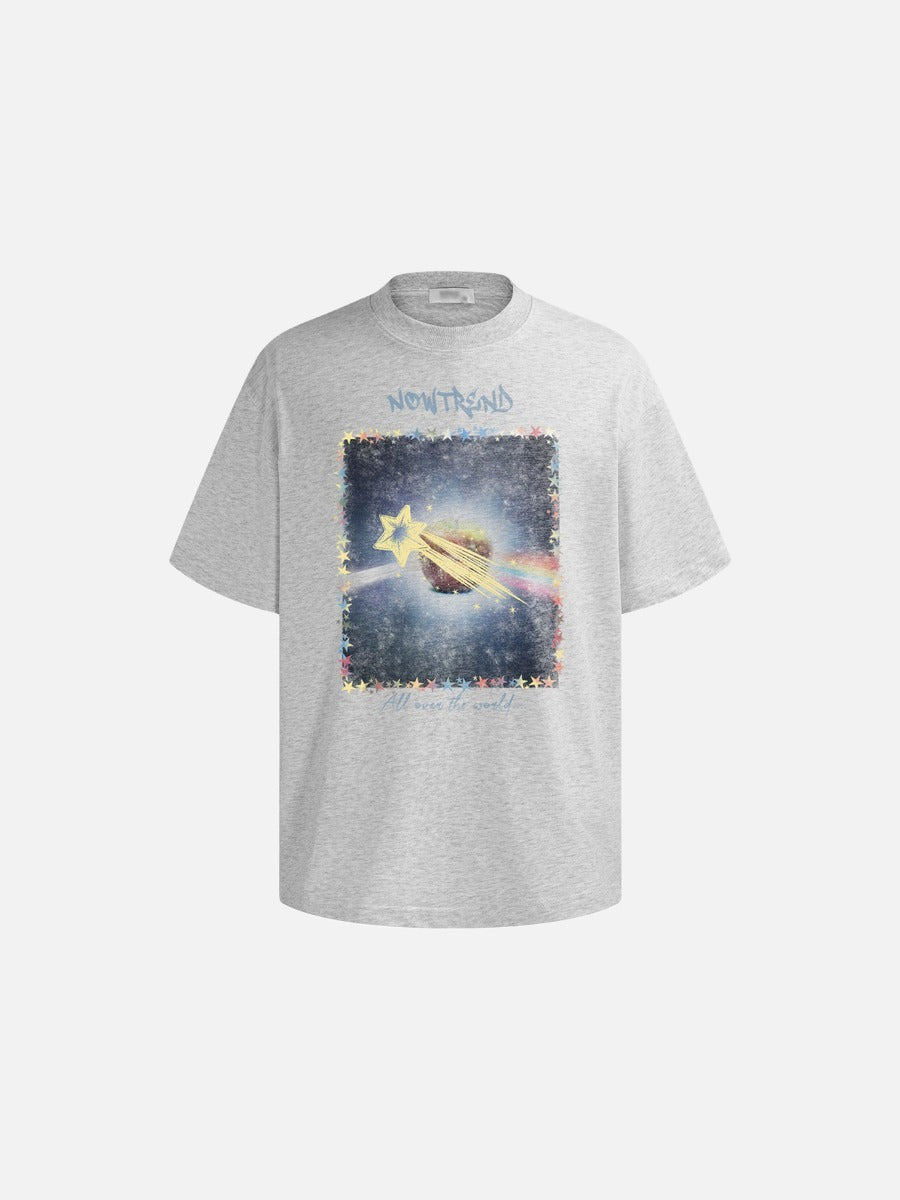 DAXUEN Oversized short-sleeve t-shirt with a celestial graphic