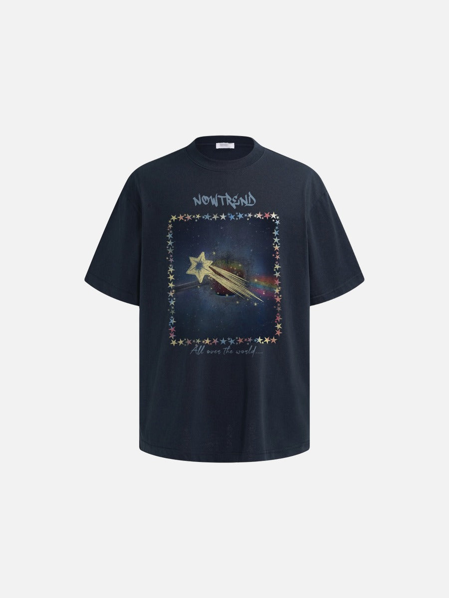 DAXUEN Oversized short-sleeve t-shirt with a celestial graphic