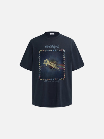 DAXUEN Oversized short-sleeve t-shirt with a celestial graphic
