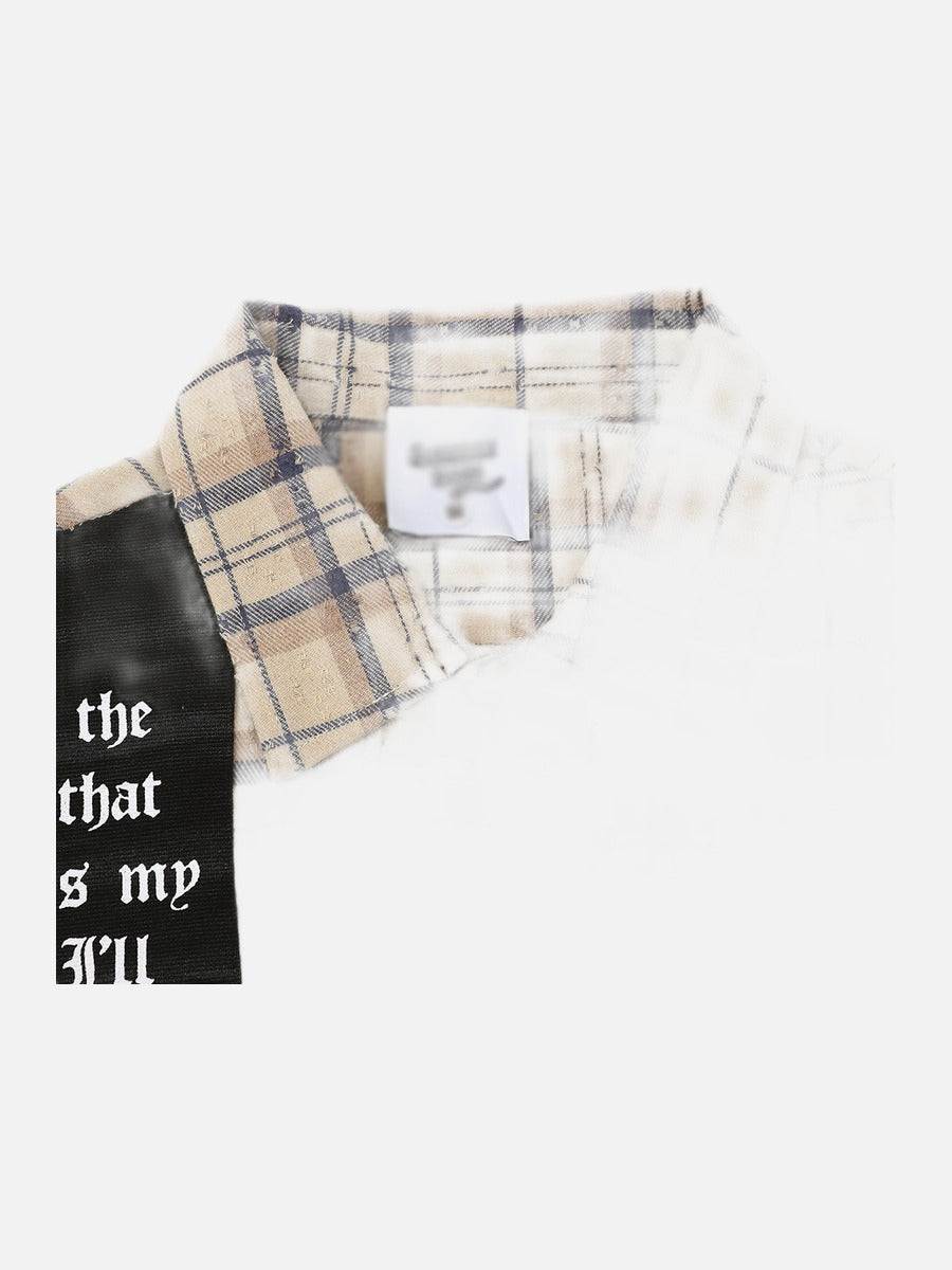 DAXUEN Short-sleeved plaid button-up shirt with graphic elements