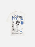 DAXUEN Light cream graphic T-shirt with chaotic print