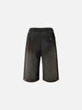 DAXUEN Charcoal grey wide-leg denim shorts with contrast stitching