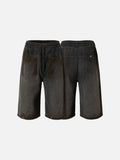 DAXUEN Charcoal grey wide-leg denim shorts with contrast stitching