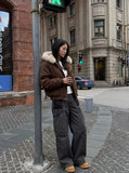 DAXUEN dark charcoal grey relaxed-fit cargo pants — model photo