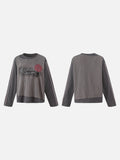 DAXUEN charcoal grey striped panel long-sleeve top