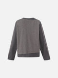 DAXUEN charcoal grey striped panel long-sleeve top