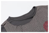 DAXUEN charcoal grey striped panel long-sleeve top