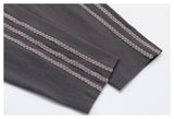 DAXUEN charcoal grey striped panel long-sleeve top