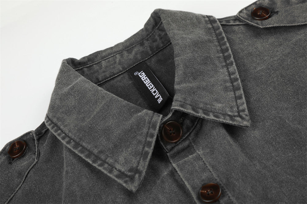 Black Utility Buttoned Shirt