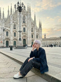 DAXUEN Charcoal wide-leg denim jeans — model photo