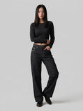 DAXUEN Charcoal wide-leg denim jeans — model photo