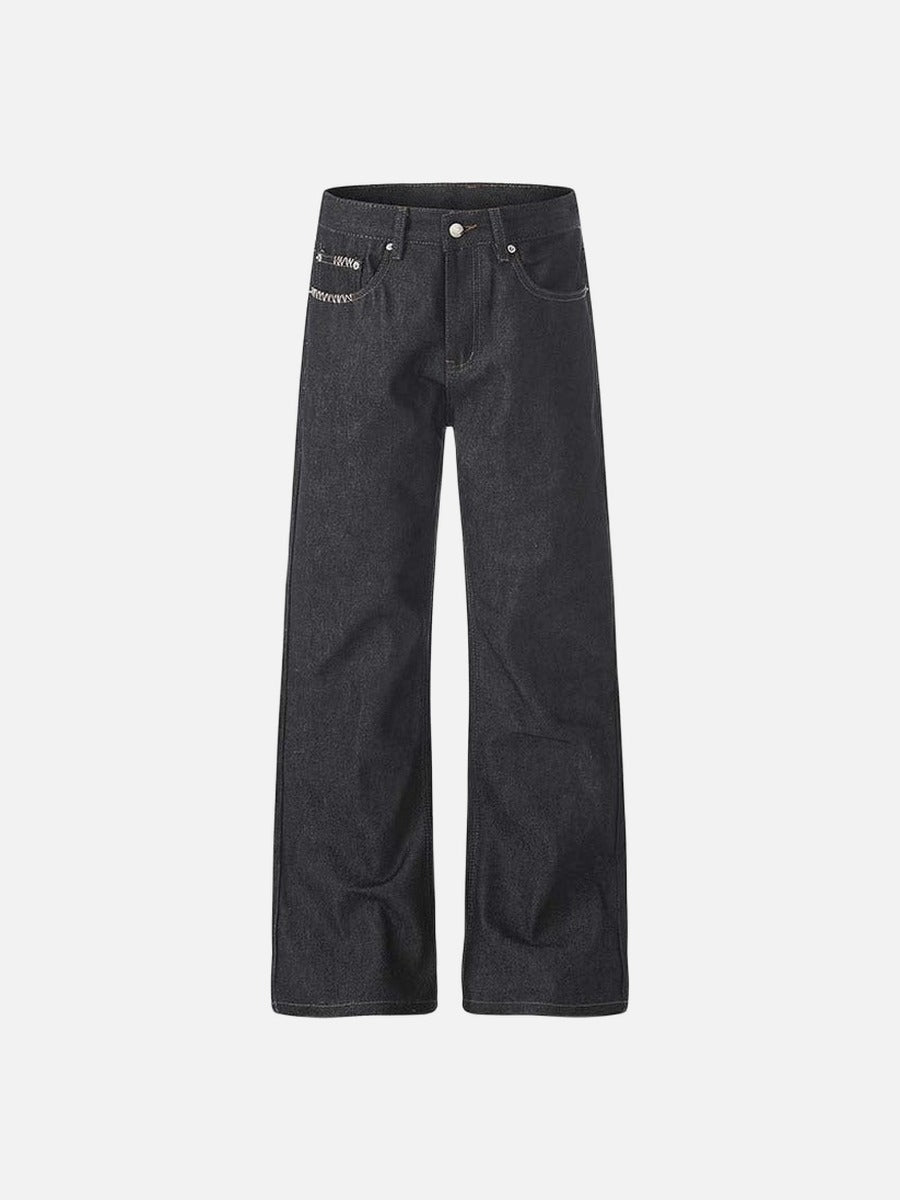 DAXUEN Charcoal wide-leg denim jeans
