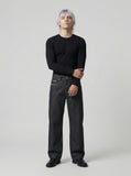 DAXUEN Charcoal wide-leg denim jeans — model photo