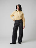 DAXUEN Wide-leg trousers in dark charcoal grey with pinstripes — model photo